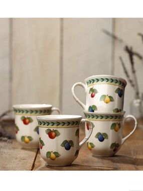 New in Box Villeroy & Boch French Garden 4-Pc. Mug Set NWT